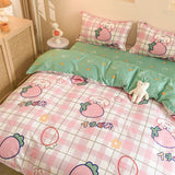 Cute Bear Bedding Set Girls Boys Kids Single Double Size Flat Sheet Duvet Cover Pillowcase Bed Linens White Blue Home Textile