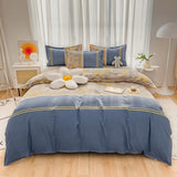 100% Cotton Green Plaid Bedding Set,Nordic Bed Cover 90,Skin Friendly, Duvetcover&2pcs Pillowcase,No Bed Sheet