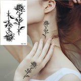 Waterproof Temporary Tattoo Stickers Butterfly Snake Rose Flower Gun Dark Flash Small Women Body Art Wrist Neck Fake Tattoos Men