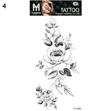 Sexy Black Flower Temporary Tattoos For Women Thigh Men Fake Moon Rose Compass Fake Tatoos Forearm Arm Sleeve Tattoo Stickers