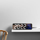 Digital Alarm Clock Temperature Humidity Calendar Snooze Electronic Table Clock Night Mode 12/24H USB Wall Mounted LED Clock