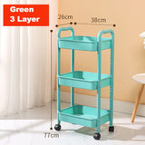 4 3-Tier Plastic Rolling Utility Cart Multi-Functional Storage Trolley for Bedroom Kitchen Movable Storage Organizer with Wheels