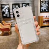 Simple Colored Transparent Tape Card Bag Phone Case For iphone 14 13 12 11 Pro Max X XR XSMAX  TPU Fall Pevention Case Cover