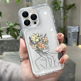 For iPhone 11 Case iPhone 14 Pro Max Case For 13 iPhone 13 Pro Max 12 Pro XS Max XR 14 Plus 7 8 SE Clear Flower Shockproof Cover