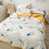 Cute Space Bear Printed Spring Summer Comforter Adults Children Soft Breathable Quilting Quilt Single Double Bed Blanket Quilts