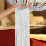 100x200CM Living Room String Curtain Shiny Tassel Silver Line  Solid Color Window Home Door Divider Curtain