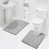 2PCS Bathroom Rug Set Non-Slip Absorbent Shower Pad Soft Memory Foam U-Shaped Toilet Carpet And Rectangle Floor Bath Mat