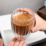 Stripe Double Wall High Borosilicate Glass Mug Heat Resistant Tea Milk Juice Coffee Water Cup Whisky Espresso Coffee