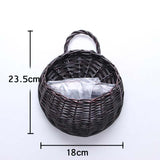 Hand Made Wicker Rattan Flower Planter Wall Hanging Wicker Rattam Basket Garden Vine Pot Plants Holder Garden Pots