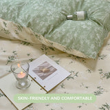 100% Cotton Fresh Floral Green Duvet Cover,Bedding Set With Flowers,Skin Friendly Breathable,1 Duvet Cover,2 Pillowcase