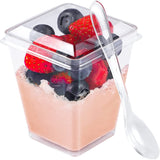 15/25PCS Plastic Dessert Cups 150ML  Yogurt Mousses Container With Lid Spoons Ice Cream Cup Wedding Party Supplies