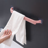 Adhesive Towel Rack Bathroom Towel Bar Shelf Wall Mounted Towels Hanger Toilet Suction Cup Holder Kitchen Bathroom Organizer