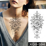 Waterproof Temporary Tattoo Sticker Black Dragon Snake Totem Peony Rose Flower Flash Tatto Women Men Arm Body Art Fake Tattoos