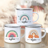 Mug Rainbow Rustic Birthday Christmas Gifts Personalized Enamel Mug for Kid Women Friend Camper Custom Cups Rainbow Mug