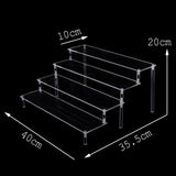 1-5 Tier Acrylic Wooden Display Stand Ransparent Ladder Shelf Hand-made Figure Toy Animation Car Model Perfume Storage Rack