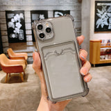 Simple Colored Transparent Tape Card Bag Phone Case For iphone 14 13 12 11 Pro Max X XR XSMAX  TPU Fall Pevention Case Cover