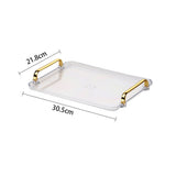 Acrylic Decorative Tray Rectangle Serving Tray with Handles Household Tea Tray Tea Board Desset Breadbasket  Food Storage Tray