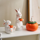 New Classical Ceramic Rabbit Ornament Creative Home Decor Figurine Cartoon Animal Shape Sculpture Handicrafts Bedroom Decoration