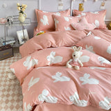 Ins Style Bedding Set Fashion Solid Color Washable Duvet Cover Pillowcases Sheet for Student Dormitory Soft Home Textile