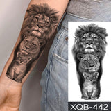Waterproof Temporary Tattoo Sticker Lion Family Flash Tatto Tiger Wolf Moon Crown Flower Body Art Arm Fake Tatoo Men Women