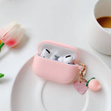 fundas For AirPods Pro Case Korean flower Cute Peach Pendant keyring headphone case Air pod Pro silicone Earphone Cover airpod3