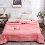 Summer Air Condition Quilt Thin Stripe Lightweight Comforter  Full Queen Breathable Sofa Office Bed Travel Quilts Throw Blanket