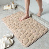 Cobblestone Embossed Absorbent Bath Mat Thicken Non-slip Mat Damp-proof Soft Foot Pad Shower Room Doormat  Memory Foam Pad