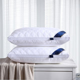 100% Cotton Pillow Bedroom Bed Sleep Cervical Pillow Middle-high Pillow Core Frosted Thickened Machine Wash Quilt Cover White