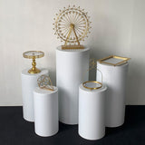 Cylinder Tables For Parties White 5pcs Party Cake Pedestal Round Cylinder Table Pedestal Display For Birthday Wedding Decoration