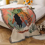 Women Leopard Throw Blanket Multifunction Beach Sofa Covers Tassel Dust Cover Air Conditioning Blankets For Bed