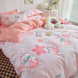 Ins Princess Pink Heart Duvet Cover Home Textile Pillow Case Bed Sheet Kids Girls Bedding Covers Set King Queen Twin Cute Kawaii