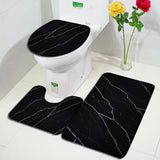 Black Marble Bath Mats Sets Gold Grey Lines Creative Abstract Geometric Art Home Bathroom Decor Rugs Anti-Slip Toilet Lid Cover