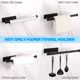Adhesive Toilet Paper Holder 304 Stainless Steel Brushed Gold Paper Towel Roll Rack Black Bathroom Kitchen Long Tissue Hanger