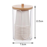 Makeup Organizer Cosmetic Storage Box Bathroom Jar Cotton Swab Cotton Pad Jewelry Organizer Bamboo Cover Round Storage Container