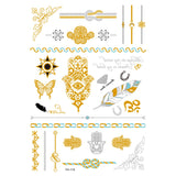 1PC Summer Style Men Women Body Art Gold Metallic Tattoo Sticker  Chain Bracelet Fake Jewelry Waterproof Temporary Tattoo