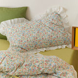 Korean Princess Style Lotus Leaf Lace Pillowcase 100% Cotton Plant Floral Cushion Cover Bed Head Pillow Cover Home Deco