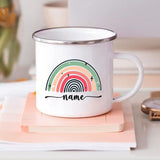 Mug Rainbow Rustic Birthday Christmas Gifts Personalized Enamel Mug for Kid Women Friend Camper Custom Cups Rainbow Mug