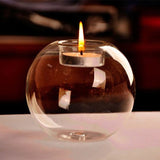 European Exquisite Round Hollow Glass Candle Holder Christmas Wedding Banquet Bar Party Wax Holder Home Decoration Ornaments