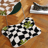 Plaid Irregular Kitchen Rugs Soft Fluffy Tufting  Carpet Rugs Non-Slip Abosrbent Bathroom Floor Mat Bedroom  Toilet Door Carpet