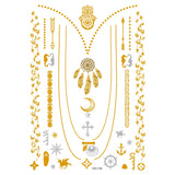 1PC Summer Style Men Women Body Art Gold Metallic Tattoo Sticker  Chain Bracelet Fake Jewelry Waterproof Temporary Tattoo