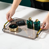Acrylic Decorative Tray Rectangle Serving Tray with Handles Household Tea Tray Tea Board Desset Breadbasket  Food Storage Tray