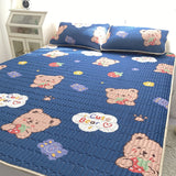 Lovely Cartoon Pattern Latex Bed Mat Kit for Summer Cold Feel Rayon Cool Mat and Pillow Cases Cozy Sleeping Cooling Mattress Pad