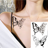 Waterproof Temporary Tattoo Stickers Butterfly Snake Rose Flower Gun Dark Flash Small Women Body Art Wrist Neck Fake Tattoos Men