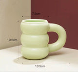 Creative Water Cup Ceramic Mug Nordic Coffee Cups with Big Handrip Colored Ceramics Big Juice Mugs