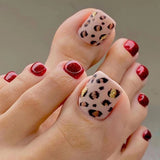 24Pcs False Toes Nails French Square Nude Color Nature Fake Toe Nails Feet Nail Tips Artificial Press On Toenails for Women