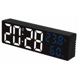 Digital Alarm Clock Temperature Humidity Calendar Snooze Electronic Table Clock Night Mode 12/24H USB Wall Mounted LED Clock