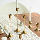 3pc Candlestick Holders Kit Brass Gold Candlestick Set Candle Holders Decorative Candlestick Stand for Wedding Party Dinning