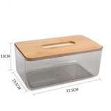 Nordic Minimalist Wooden Tissue Box Cover Holder Organizer Modern Desktop Transparent Rectangular Bamboo Facial Tissue Dispenser