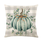 Fall Thanksgiving Home Sofa Decorative Throw Pillow Covers 18x18 Inches Linen Square Pillows Cushion Cover Plaid Pillowcase