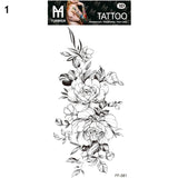 Sexy Black Flower Temporary Tattoos For Women Thigh Men Arm Sleeve Rose Flower Realistic Fake 3D Tatoos Forearm Tattoo Stickers